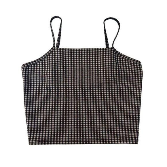 Fitz + Eddi Womens Black & White Gingham Crop Top Size S Polyester & Spandex - Picture 1 of 4